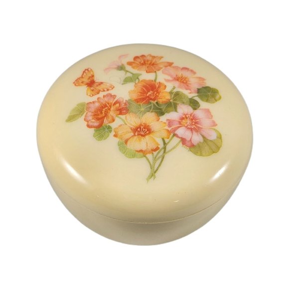 Vintage Hallmark Trinket Box Retro Floral Ring Jewelry Box Vtg Small Plastic Jar - Picture 2 of 4